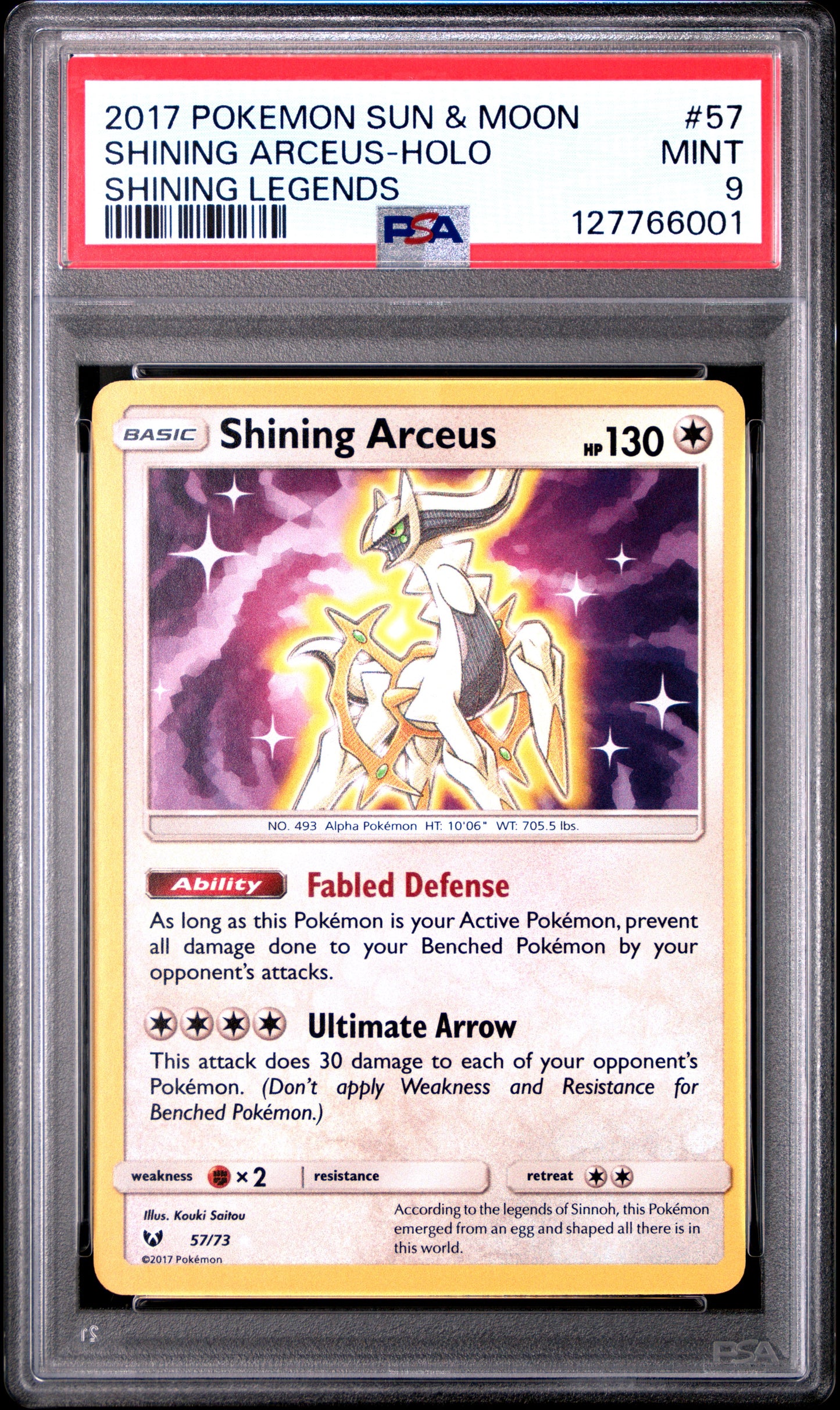 SHINING ARCEUS-HOLO SHINING LEGENDS PSA 9