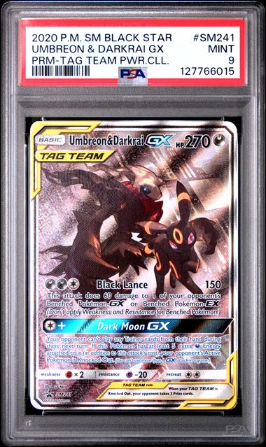 UMBREON & DARKRAI GX PRM-TAG TEAM PSA 9