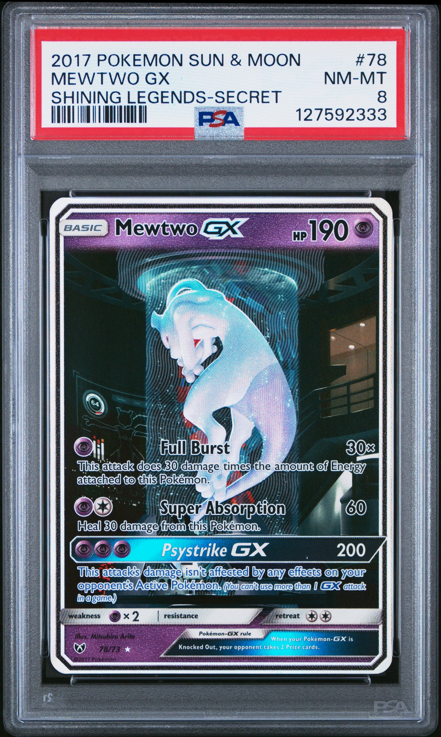 MEWTWO GX SHINING LEGENDS-SECRET PSA 8
